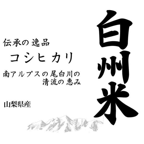 画像1: 日本名水100選 令和5年産 山梨県産 白州米コシヒカリ 10kgx1袋 白米・玄米・無洗米加工/保存包装/配送箱 選択可能 (1)